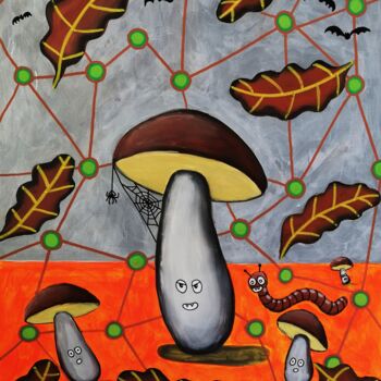 Pittura intitolato "Mushroom season" da Lukas Pavlisin, Opera d'arte originale, Acrilico