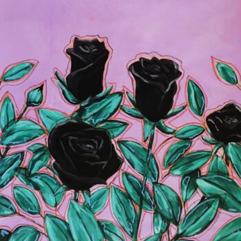 Painting titled "Black roses" by Lukas Pavlisin, Original Artwork, Acrylic