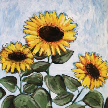 Peinture intitulée "Three sunflowers" par Lukas Pavlisin, Œuvre d'art originale, Acrylique