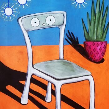 Malerei mit dem Titel "Weird Chair" von Lukas Pavlisin, Original-Kunstwerk, Acryl