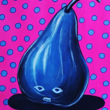 Painting titled "Blue pear" by Lukas Pavlisin, Original Artwork, Acrylic