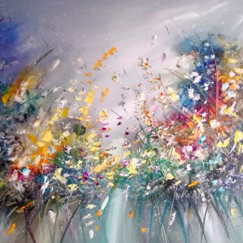 Painting titled ""Meadow like from D…" by Lukasz Berko, Original Artwork, Oil Mounted on Wood Stretcher frame