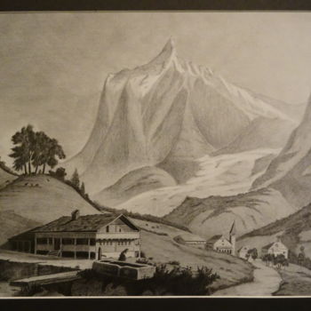 Rysunek zatytułowany „Góry” autorstwa Lucart, Oryginalna praca, Ołówek