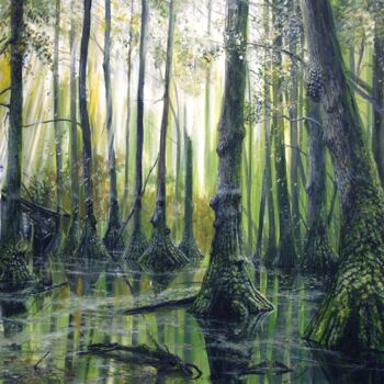 Pintura titulada "untitled (swamp chu…" por Łukasz Kasperczyk, Obra de arte original, Oleo
