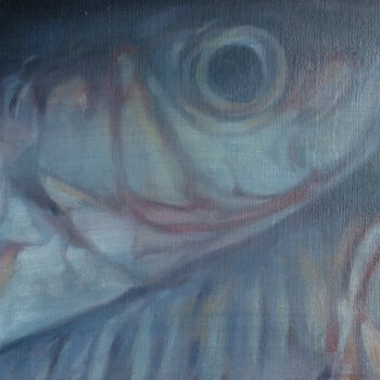 Malerei mit dem Titel "Fish detail" von Luke Morgan, Original-Kunstwerk, Öl