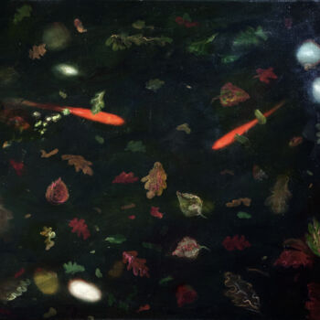 Ζωγραφική με τίτλο "Autumn leaves with…" από Luke Morgan, Αυθεντικά έργα τέχνης, Λάδι