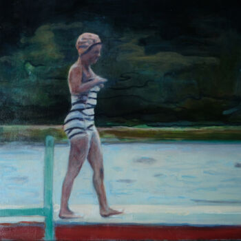 Картина под названием "Swimmer" - Luke Morgan, Подлинное произведение искусства, Масло