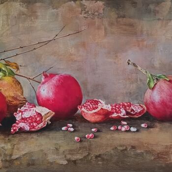 Картина под названием "Pomegranate Time" - Lukian, Подлинное произведение искусства, Масло