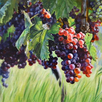 Картина под названием "Montenegrian grapes" - Lukian, Подлинное произведение искусства, Масло