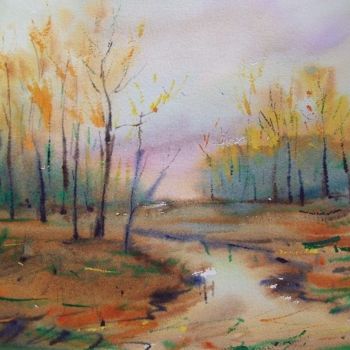 Painting titled ""Late autumn"" by Lukyanovart, Original Artwork, Oil