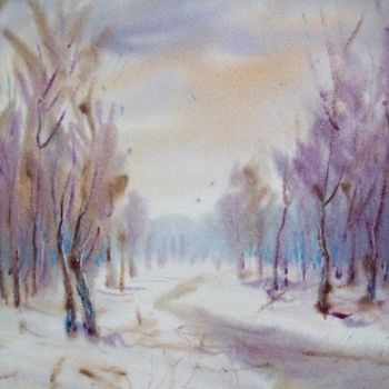 Painting titled ""Snow touching"" by Lukyanovart, Original Artwork, Oil