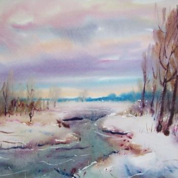 Painting titled ""Melting Snow. Morn…" by Lukyanovart, Original Artwork, Oil