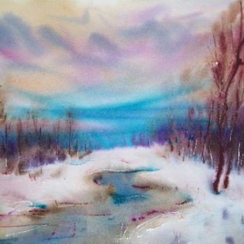 Картина под названием ""Melting Snow. Twil…" - Lukyanovart, Подлинное произведение искусства, Масло