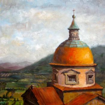 Peinture intitulée "Cortona Duomo" par Lula, Œuvre d'art originale, Huile