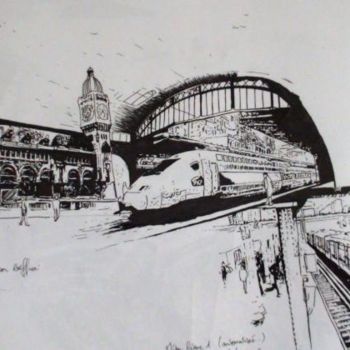 Drawing titled "transport gare de l…" by Lulego, Original Artwork