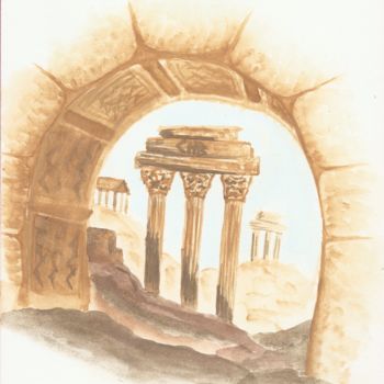 Painting titled "Grèce" by Luciana Ferreiro Castrilli, Original Artwork, Watercolor