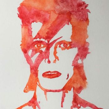 Painting titled "David Bowie" by Luciana Ferreiro Castrilli, Original Artwork, Watercolor