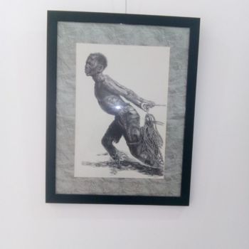 Desenho intitulada "O pescador" por Luisa Miguel Mutisse, Obras de arte originais, Canetac de aerossol