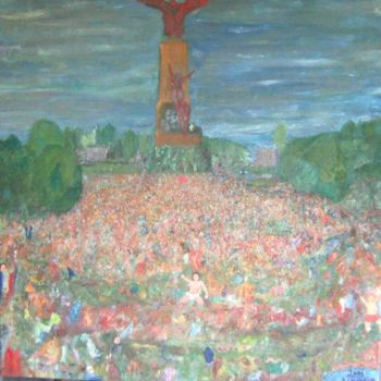 Painting titled "Tam Tam Crowd" by Lummisart, Original Artwork, Oil