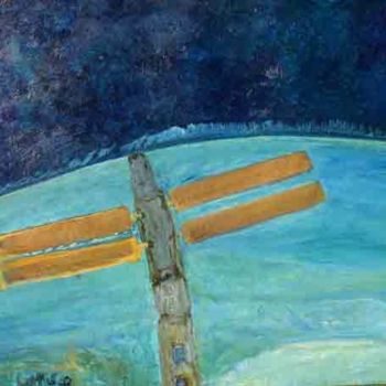 Malerei mit dem Titel "Orbital Station" von Lummisart, Original-Kunstwerk, Öl