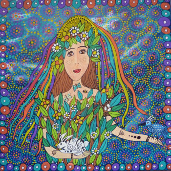 Painting titled "Eostre" by Luna A, Original Artwork, Acrylic Mounted on Wood Stretcher frame