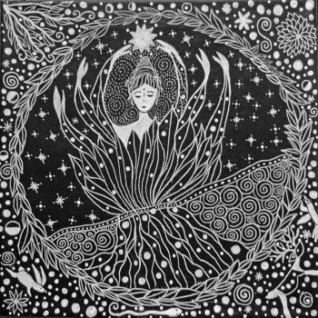 Картина под названием "Nouvelle naissance" - Luna A, Подлинное произведение искусства, Акрил Установлен на Деревянная рама д…