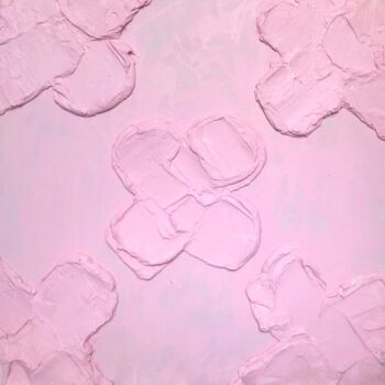 Painting titled "CLOVER PINK" by Luna Smith, Original Artwork, Acrylic Mounted on Wood Stretcher frame