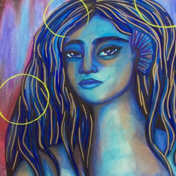 Peinture intitulée "Sirena" par Luna Vásquez, Œuvre d'art originale, Gouache