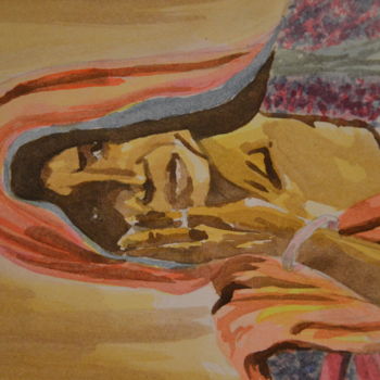 Painting titled "Femme indienne Abdh…" by Lune Et Animo, Original Artwork, Watercolor