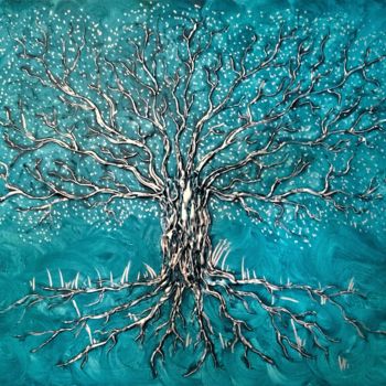 Malerei mit dem Titel "Tableau Arbre de vi…" von Lune Et Animo, Original-Kunstwerk, Acryl