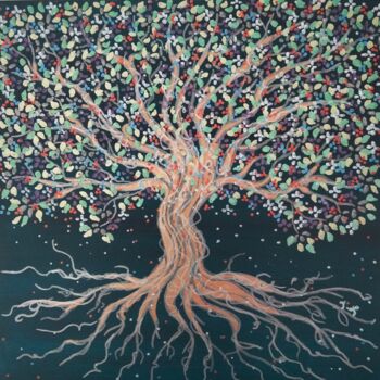 Peinture intitulée "Arbre de vie multic…" par Lune Et Animo, Œuvre d'art originale, Acrylique