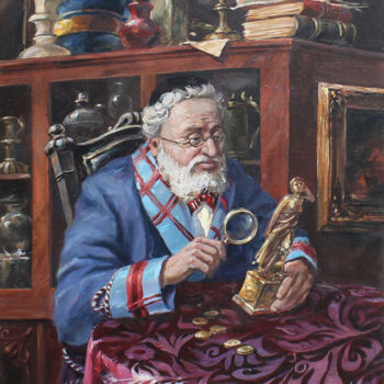 Peinture intitulée ""Антиквар"" par Evgenii Luniov, Œuvre d'art originale, Huile