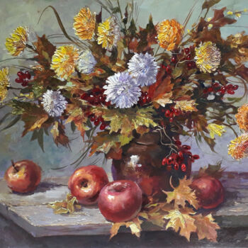 Peinture intitulée "Осенний натюрморт" par Evgenii Luniov, Œuvre d'art originale, Huile