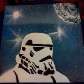Painting titled "stormtrooper-planet…" by L'Univers De Mckie, Original Artwork, Spray paint