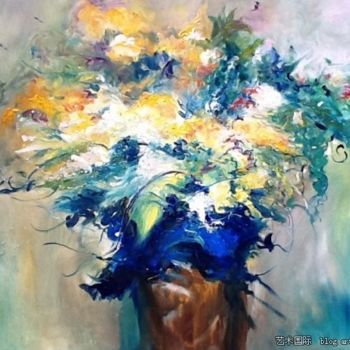 Painting titled "flower 101" by Luolinadan, Original Artwork, Oil
