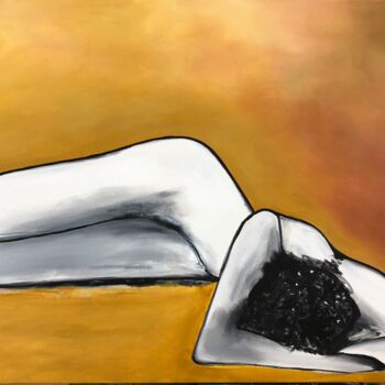 Painting titled "RECOVERING - Laying…" by Lupe Rocha, Original Artwork, Acrylic