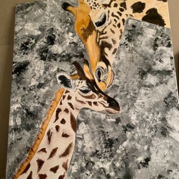Peinture intitulée "Girafe" par Luna, Œuvre d'art originale, Acrylique