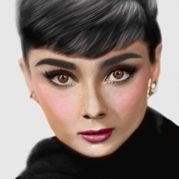 Arte digital titulada "Audrey Hepburn Colo…" por Lupita Loressy, Obra de arte original, Pintura Digital