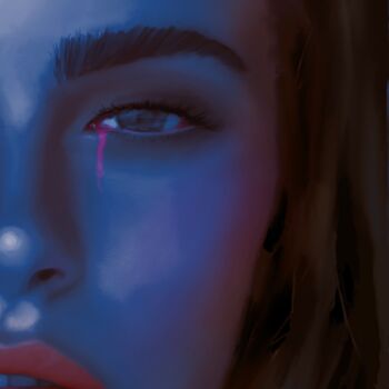 Arte digital titulada "Blue girl" por Lupita Loressy, Obra de arte original, Pintura Digital
