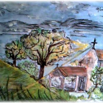 Peinture intitulée "L'église St Martin" par Luna, Œuvre d'art originale
