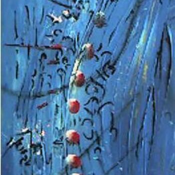 Schilderij getiteld "Blue perfect-celtium" door Luna, Origineel Kunstwerk, Olie