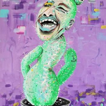 Painting titled "laughing through it" by Lenka Urbanikova, Original Artwork, Acrylic