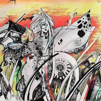 Desenho intitulada "Summer warrior" por Lenka Urbanikova, Obras de arte originais, Canetac de aerossol