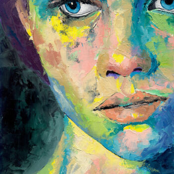 Картина под названием "Fragile girl" - Luro, Подлинное произведение искусства, Масло Установлен на картон