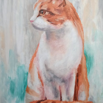 「Ginger cat」というタイトルの絵画 Tatyana Lysenkoによって, オリジナルのアートワーク, オイル