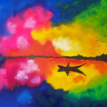 「Fisherman at Sunset」というタイトルの絵画 Tatyana Lysenkoによって, オリジナルのアートワーク, オイル