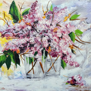 Painting titled "Lilac bouquet" by Tatyana Lysenko, Original Artwork, Oil