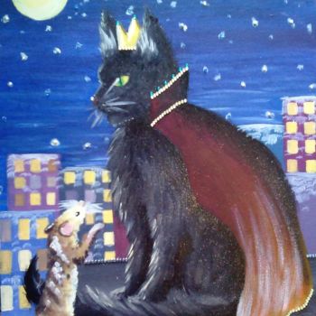 Картина под названием "Ночные наблюдатели" - Miron, Подлинное произведение искусства, Масло