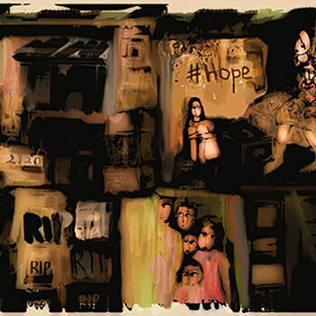 Painting titled "#War" by Lusine Naghdalyan, Original Artwork, Digital Painting