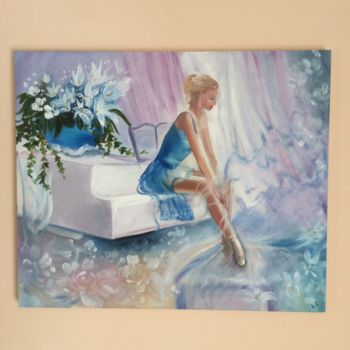 Painting titled "ruhende Ballerina" by Liudmila Cyranek, Original Artwork, Oil